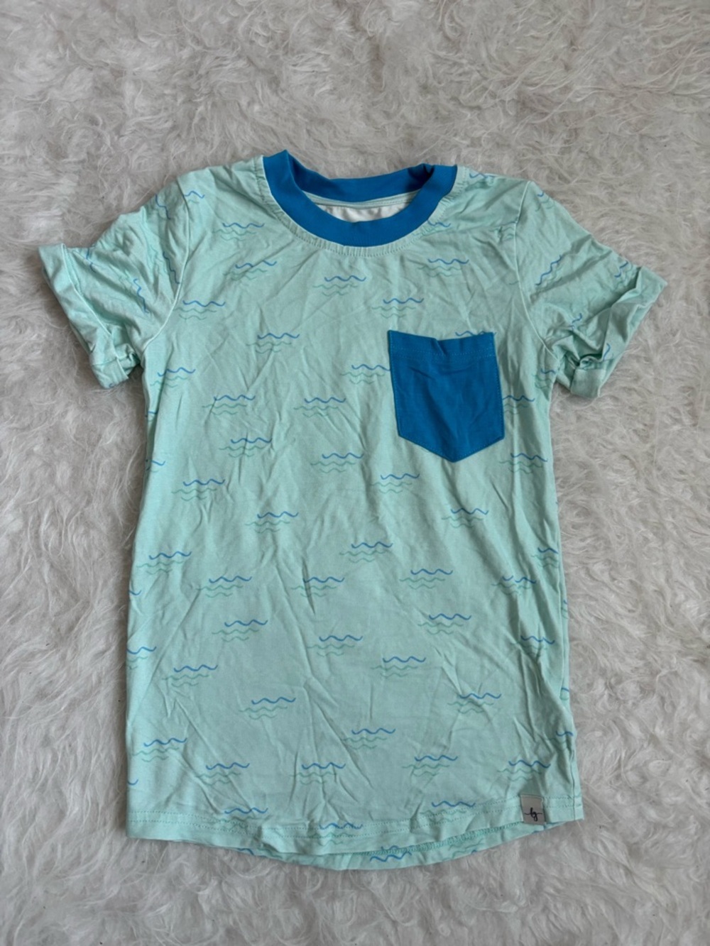 Love + Grow Boys Nautical Aqua Wave AOP Bamboo Tee